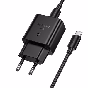 Зарядное устройство для телефона Hoco USB C QC PD 25W + кабель USB C на USB C N76 черное
