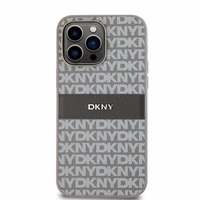 DKNY Leather Mono Stripe & Metal Logo ümbris jaoks iPhone 14 Pro Max - beige