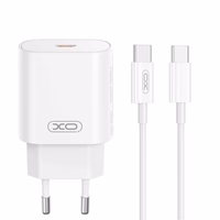 XO seinalaadija CE25 PD 25W 1x USB-C valge + kaabel USB-C - USB-C