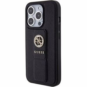 Guess Grip Stand 4G Saffiano Strass чехол для iPhone 15 Pro Max - чёрный
