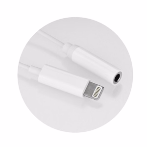 Adapter AUX Lightning (male) to Jack 3,5 mm (female) valge