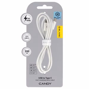 Blavec Candy braided кабель - USB на Type C - PD 60W 3A 2 метра Apple CarPlay/Android Auto (CCA-UC3W20) белый