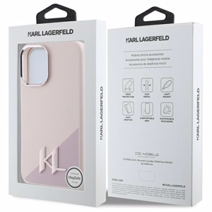 Karl Lagerfeld Silicone Shadow Metal Initial MagSafe iPhone 16 Ümbris - roosa