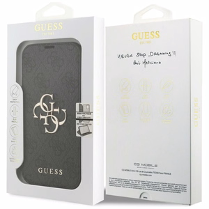 GUESS book ümbris jaoks IPHONE 17 Pro GUBKP17L4GMGGR (PU 4G Metal Logo) must
