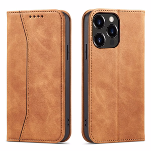 Magnet Fancy Case чехол для iPhone 13 Pro Max чехол-кошелёк с держателем для карт коричневый