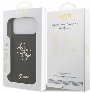 Guess PU Fixed Glitter 4G Metal Logo ümbris Apple iPhone 18 Pro Max telefonile, must