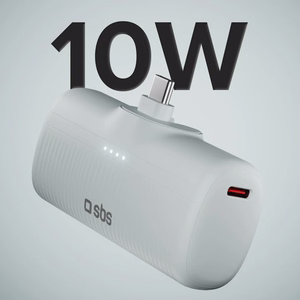 SBS EcoPower 5000 mAh 10W Powerbank with Built-in USB-C Port - Gray