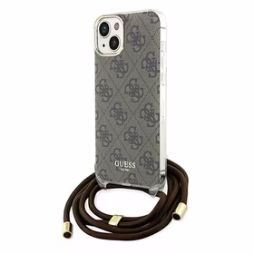 Guess Crossbody Cord 4G Print ümbris jaoks iPhone 15 / 14 / 13 - brown