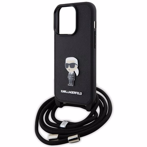 Karl Lagerfeld Crossbody Saffiano Monogram Metal Pin Karl & Choupette Ümbris jaoks iPhone 15 Pro - must