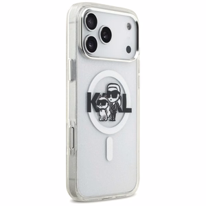 Karl Lagerfeld IML Glitter Karl & Choupette Sketch Logo MagSafe Ümbris jaoks iPhone 17 Pro Max - Clear