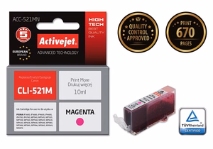 Activejet ACC-521MN – magenta tindikassett, asendab Canon CLI-521M, 10 ml, Supreme