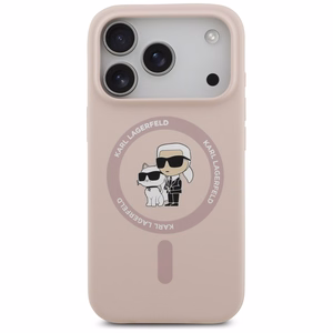 Karl Lagerfeld Silicone Karl&Choupette Ring MagSafe Ümbris jaoks iPhone 17 Pro - Roosa