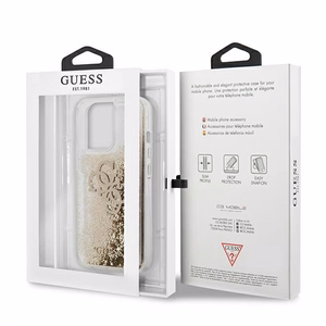 Guess 4G Big Liquid Glitter ümbris jaoks iPhone 13 Pro Max 6.7" - kuldne