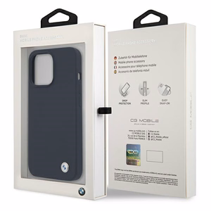 Силиконовый фирменный чехол BMW для iPhone 13 Pro Max 6,7" - темно-синий