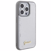 Guess Sequin Script Metal ümbris jaoks iPhone 15 Pro - hõbedane