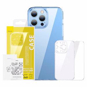 Baseus SuperCeramic läbipaistva klaasi ümbris ja karastatud klaasi komplekt iPhone 14 Plus'ile