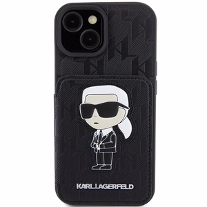 Karl Lagerfeld Saffiano Cardslots and Stand Monogram Ikonik Patch ümbris jaoks iPhone 15 - must