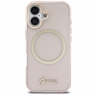 Guess IML Script Metal MagSafe Ümbris for iPhone 17 - roosa