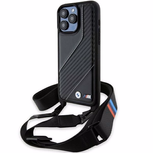 BMW M Edition Carbon Stripe & Strap ümbris jaoks iPhone 15 Pro - must