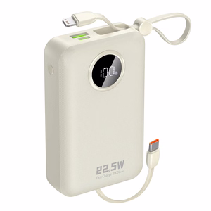 Dudao K14+ Powerbank 20000mAh 22.5W USB-C / USB-A / Built-in Lightning and USB-C Cables - valge