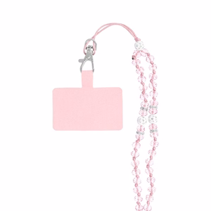 CRYSTAL DIAMOND Phone lanyard, Phone pendant / cord length 74cm (37cm in the loop) / on neck - lite roosa