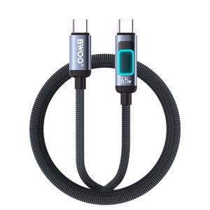 BWOO X324CC плетеный кабель быстрой зарядки со световым дисплеем PD 60W USB-C - USB-C