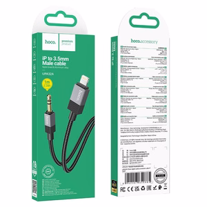 AUX kaabel Jack 3,5 mm (isane) - Lightning (isane) Hoco 1 m UPA32A must