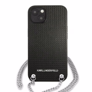Karl Lagerfeld KLHCP13SPMK iPhone 13 mini 5,4" жёсткий чехол чёрный/чёрный Leather Textured and Chain