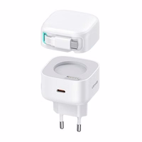 USAMS Võrgulaadija 1xUSB-C USB-C kerikaabliga PD+QC 35W Gan Fast Charging valge XMF Series CC202TC02 (US-CC202)