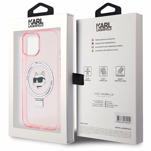Karl Lagerfeld KLHMP15SHMRSCHP iPhone 15 6.1" roosa/roosa hardcase Ring Stand Choupette Head MagSafe