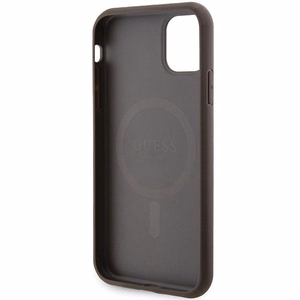 Guess GUHMN61G4GFRW iPhone 11 6.1" / Xr pruun/pruun kõva nahast ümbris 4G Collection metallist logoga MagSafe