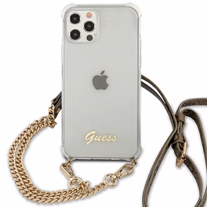Guess GUHCP12MKC4GSGO iPhone 12/12 Pro 6.1" прозрачный жёсткий чехол 4G Gold Chain