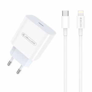 Laadija Jellico AK180 20W USB-C + USB-C to Lightning kaabel 1.0m valge