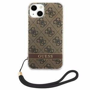 Guess GUOHCP14MH4STW iPhone 14 Plus 6.7" коричневый/коричневый жёсткий чехол 4G Print Strap