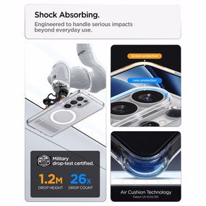 Spigen Ultra Hybrid S Mag MagSafe ümbris Samsung Galaxy S26 Ultra - läbipaistev ja valge