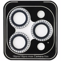 Guess BP Rhinestone 2in1 Ekraanikaitse and Camera Lens Set jaoks iPhone 16 Pro Max - hõbedane