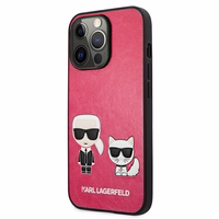 Karl Lagerfeld Ikonik Karl&Choupette ümbris iPhone 13 Pro / iPhone 13 jaoks - fuksiatoonid