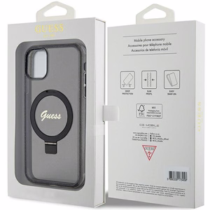 Guess Ring Stand Script Glitter MagSafe ümbris jaoks iPhone 11 / Xr - must