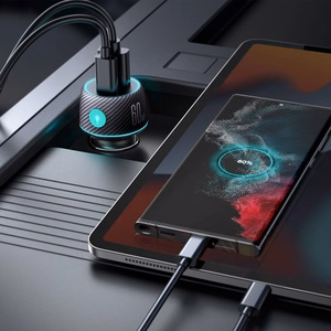 Autolaadija Joyroom „JR-CCN01" must 60W (PD20W / USB-C) LED-valgusega