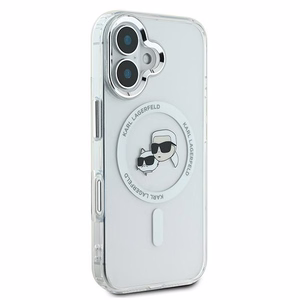 Karl Lagerfeld IML Metal Karl&Choupette Head MagSafe Ümbris jaoks iPhone 16 Plus - valge