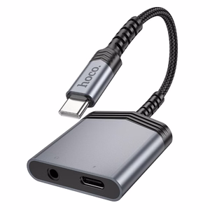 Адаптер Hoco (LS39) с USB-C на (USB-C; 3,5 мм) чёрный