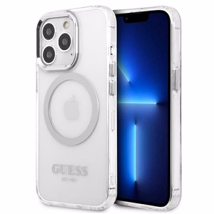 Guess Metal Outline MagSafe чехол для iPhone 13 Pro / iPhone 13 - серебряный