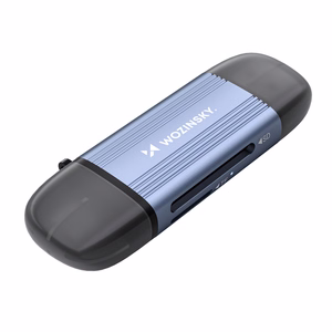 Hall alumiiniumist SD- ja microSD-mälukaardilugeja Wozinsky WCR-5G USB-A 3.0 / USB-C 3.0 ühendusega
