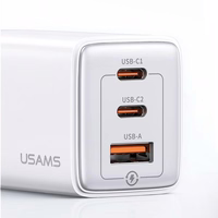 USAMS Võrgulaadija 2xUSB-C+1xUSB 65W (ainult pea) GaN PD3.0 +QC3.0 Fast Charging must Sandru Series CC180TC01 (US-CC180)