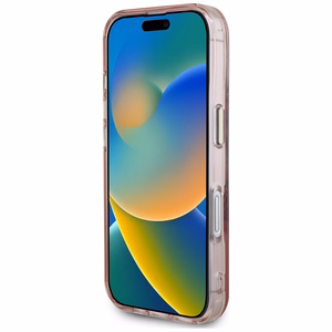 Guess IML Metal Mountain Logo MagSafe iPhone 16 Ümbris - roosa