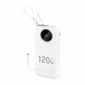 Dudao K13 10000mAh Powerbank sisseehitatud kaabliga - valge
