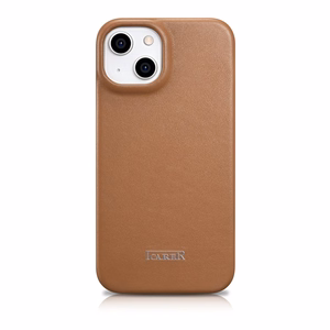 Чехол iCarer CE Premium Leather Folio для iPhone 14 Plus магнитный с откидной крышкой MagSafe коричневый