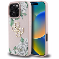 Guess Grained Roses Big 4G logo iPhone 16 Pro Max ümbris - roosa