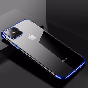 Clear Color Case гелевый TPU чехол с гальванизированной рамкой для iPhone 13 mini синий