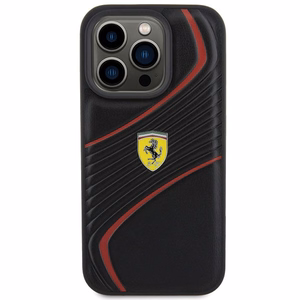 Ferrari Twist Metal Logo чехол для iPhone 15 Pro - чёрный